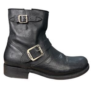 Frye Women’s Tyler Black Leather Engineer Moto Boots Size US 8